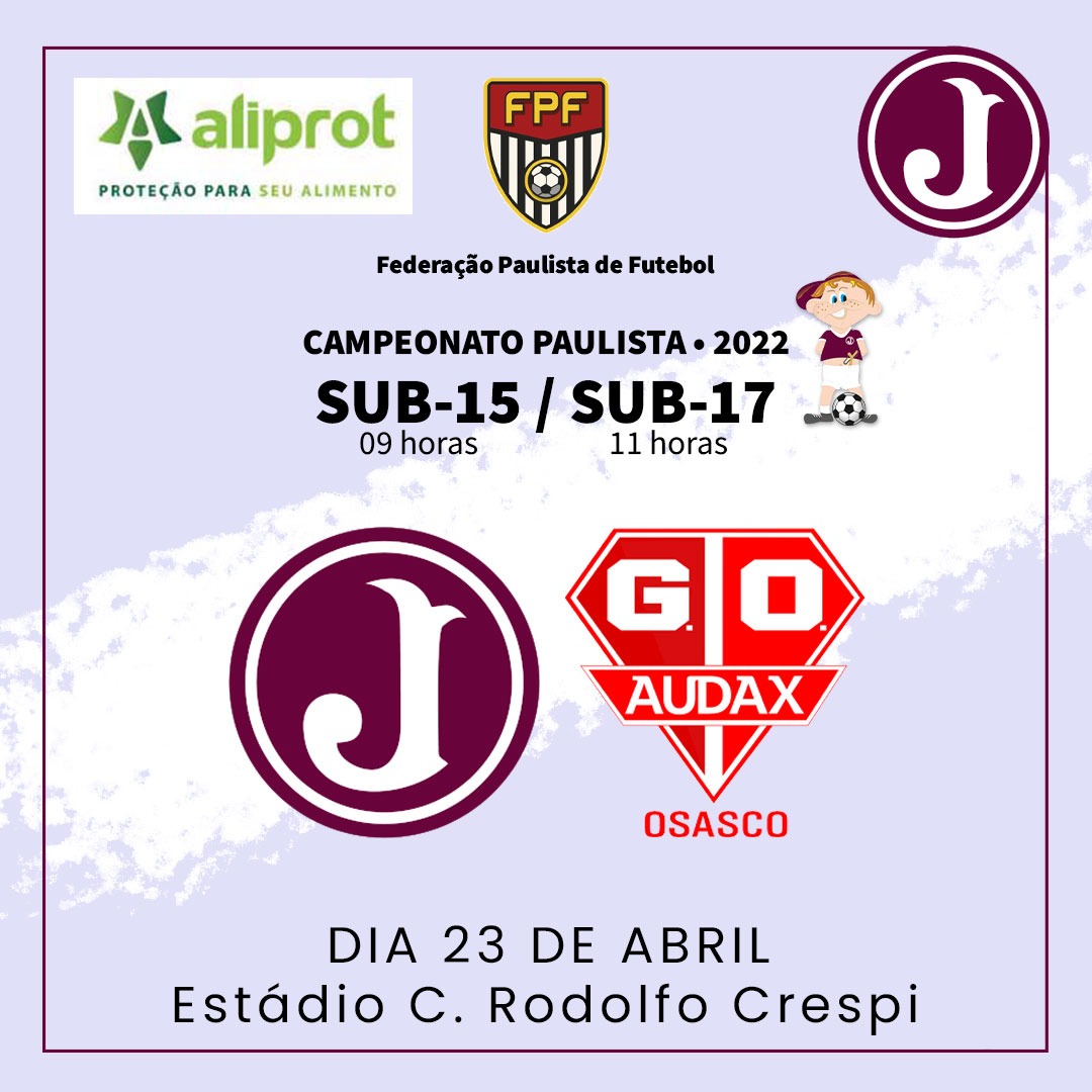 Juventus enfrenta o GO Audax no Paulista Sub 15 e Sub 17