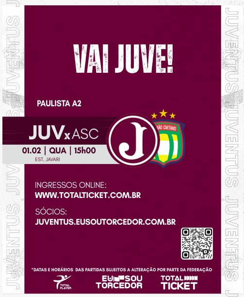Ingressos Juventus X São Caetano – 6ª rodada do Paulista A2 2023