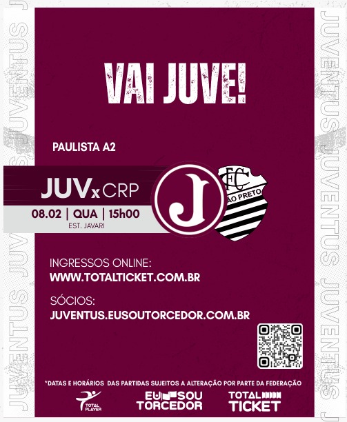 Ingressos Juventus x Comercial – 8ª Rodada do Paulista A2 2023