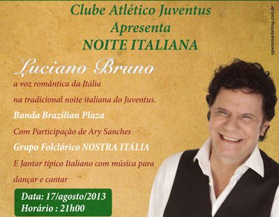 Clube Grená promove Noite Italiana com Luciano Bruno